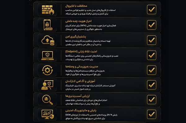 چک لیست امنیت سایبری